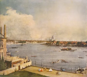 Temže a City of London z Richmond House, Whitehall, Westminster, c1747