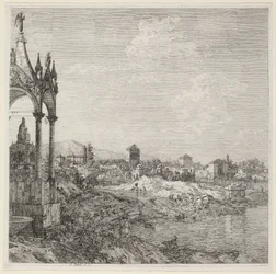 Pohled na město s biskupskou hrobkou, c. 1740.