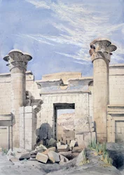 Vchod do chrámu Ramsese III.", kolem roku 1850. Kanovník G. Frederick Weston, kolem roku 1850. Starověký Egypt Archeologie
