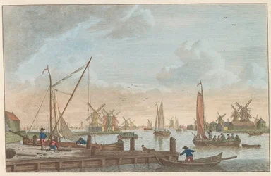 Zaan ve Wormerveeru, asi 1790 Wormerveer van de Poelsluis / Wormerveer aupres du Saan (název na objektu)