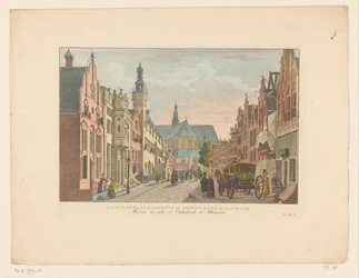 Pohled na Langestraat, radnici a Grote Kerk v Alkmaaru Langestraat, radnice a Groote Kerk v Alkmaaru / Maison de ville et Cathédrale d