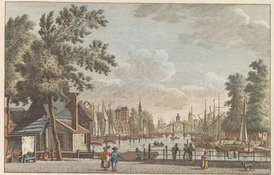 Leuvehaven v Rotterdamu, asi 1790 Leuvehaven v Rotterdamu / Le Canal dit Leuvenhaven a Rotterdam (název na objektu)