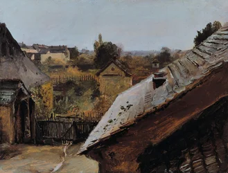 Pohled na střechy a zahrady