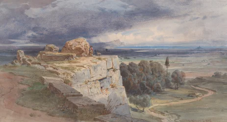 Pohled na Norbu ze severu směrem k San Felice Circeo, 1856.