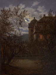 Zámek Milkel v měsíčním svitu, kolem 1833-35