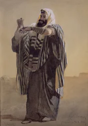 Jeruzalémský pastýř navíjející filakety na ruku, 1895