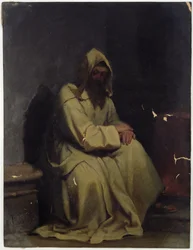 Portrét sedícího mnicha, 1847 (olej na papíře)