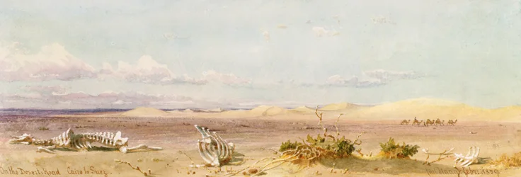Písečné kopce v poušti, Káhira, Suez, 1859