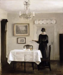 Interiér s podnosem pro dámu, kolem roku 1905