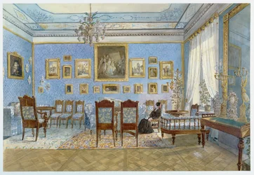 Salon Madame Hanska (1801-82) v St. Petersburg (wc na papíře)