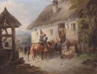 Rakouské Uhlany před statkem