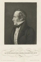 Portrét Felixe Mendelssohna Bartholdyho, c. 1840.