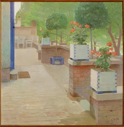 Gartenterrasse - Zahradní terasa ... (malba na plátně)