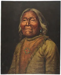 Nar-Ah-Kee Gie Etsu, Old Apache Scout (olej na plátně)