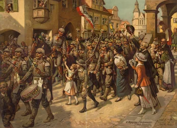 Mobilizace v roce 1914. Image to Schools History Teaching, 1915