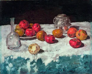 ""Příroda morte aux pommes"" (Zátiší s jablky) Peinture de Carl Schuch (1846-1903) 1889 Olej na plátně Rozměr 66,2x81,6 cm Museum Kunstpalast, Düsseldorf