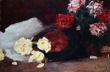 Zátiší s čajovými růžemi, kolem roku 1885 (olej na plátně)