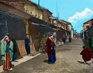 Japonsko, ostrov Honšú, oblast Kantó, pouliční život v Tokiu, datum pořízení snímku: kolem roku 1920. Archiv Carla Simona
