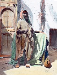 Maroko, slepý žebrák v Tangeru, datum snímku: kolem roku 1910. Archiv Carla Simona