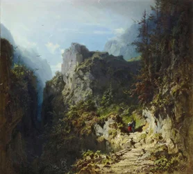 Horská krajina s milenci