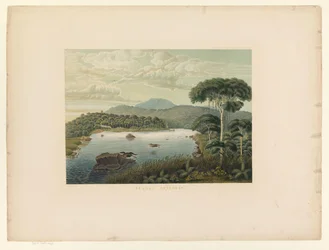 Pohled na jezero Patenggang Telaga Patengan (název na objektu) Atlas to work Java (název série na objektu) Atlas desek obsahující jedenáct malebných pohledů, patřících k dílu Jáva, její tvar, její vegetace a vnitřní stavba (seri