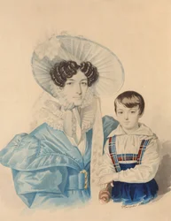 Portrét Anny Platonovny Plautiny 1808-1886 se svým synem, 30. léta 19. století.