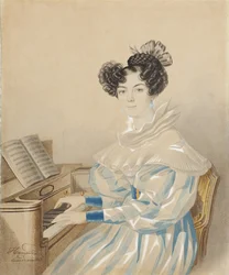 Portrét Tatiany Petrovna Lvové 1789-1848, rozené Poltoratskaya, 20. léta 19. století.