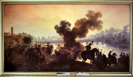 Italské tažení: “” pohled na bitvu u Lodi dne 5. 10. 1796”” Malba Antoina Verneta dit Carle (1758-1836) 1796 Boissy Saint Leger. Chateau de Grosbois
