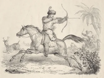Kozáci na koni loví jeleny, 1821-36.
