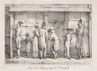 Prodejna litografického tisku Delpech, c. 1818.