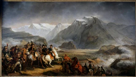 Generál Napoleon Bonaparte (1769-1821) v bitvě u Rivoli Obraz Antoina Carle Verneta (1758-1836) Boissy saint Leger z 19. století, Chateau de Grosbois - Generál Napoleon Bonaparte (1769-1821) během bitvy u Rivoli. Obraz Antoina Charla