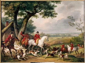Lov ve fontainebleauském lese. Obraz Antoina Verneta, zvaného Carle (1758-1836), 1824. Muzeum lovu, zámek Gien, Francie