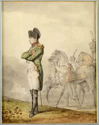 Napoleon a Austerlitz (1805) - Napoleon u Slavkova, Vernet, Carle (1758-1836). Akvarel na papíře. Soukromá sbírka