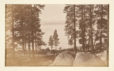 Čtyři železniční scény a čtyři pohledy na jezero Tahoe: Lake Tahoe z Warm Springs