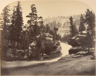 Cascade, Nevada Fall na levé straně, Pohled nad Vernal Fall, 1861.