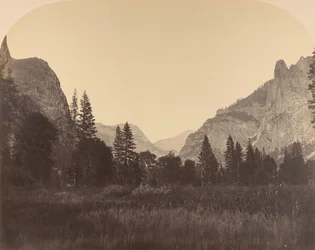 Up the Valley, North Dome in Center, Sentinel na levé straně, 1861.