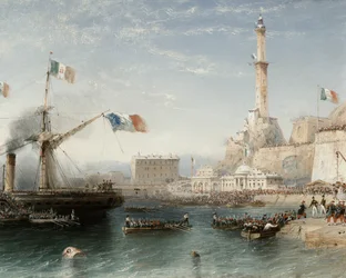 Vylodění francouzských vojsk v Janově v dubnu 1859 (tempera)