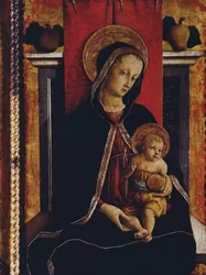 Madonna s dítětem, detail z polyptychu San Silvestro, 1468 (tempera na panelu) (viz 76657)