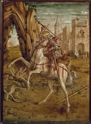 Svatý Jiří zabíjí draka (predela Pala Odoni), po roce 1490