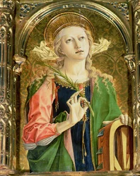 Svatá Kateřina Alexandrijská, detail polyptychu SantEmidio, 1473 tempera na panelu detail 76636