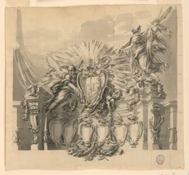 Návrh na výzdobu fasády kostela sv. Petra v Římě pro kanonizaci Giuseppe da Copertina a Jeanne-Françoise de Chantal