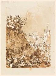 Kresba, Krajina s horským městem, 1760-80