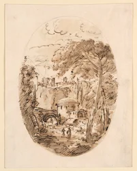 Kresba, Krajina s jezdcem a mostem, 1750-1786