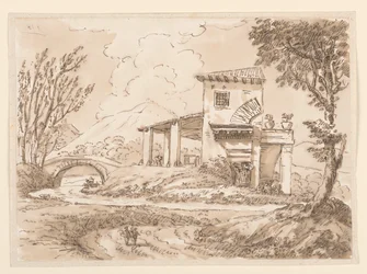Kresba, Krajina s vilou, 1750-60