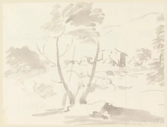 Kresba, náčrt stromů v krajině, 1760-1780