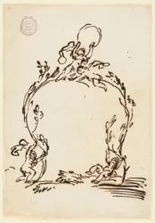 Kresba, náčrtek kartuše, 1760-80