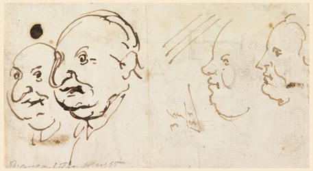 Kresba, Kresby čtyř hlav v karikatuře, 1725-75