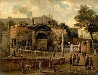 Pohled na Castle Gateway, Nottingham (olej na palubě)