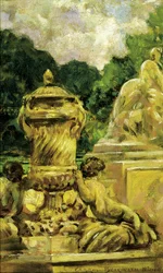 Zahrada fontán v Nimes, Francie, 1911.