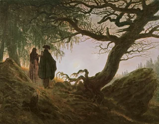Muž a žena pozorující měsíc od Caspara Davida Friedricha (1774-1840)